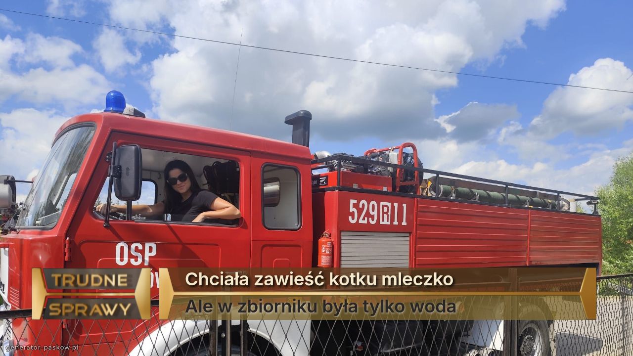 Chciała zawieść kotku mleczko
Ale w zbiorniku była tylko woda