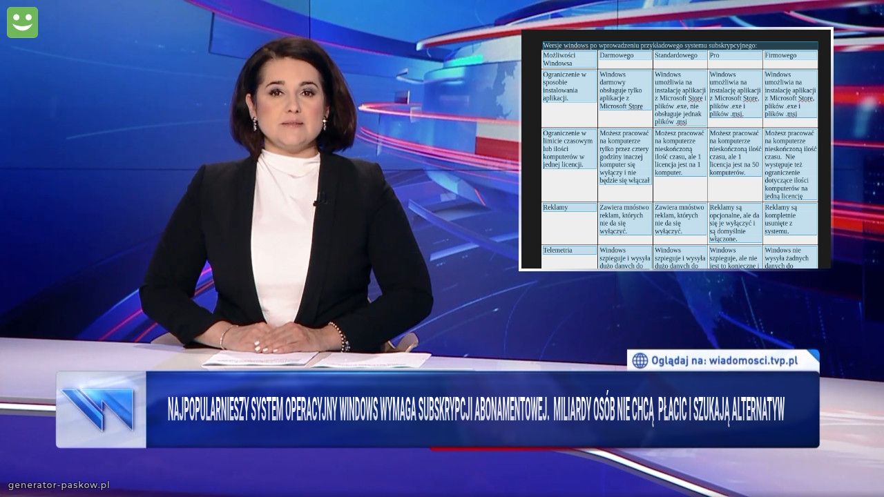 Najpopularnieszy system operacyjny Windows wymaga subskrypcji abonamentowej.  Miliardy osób nie chcą  płacic i szukają alternatyw 