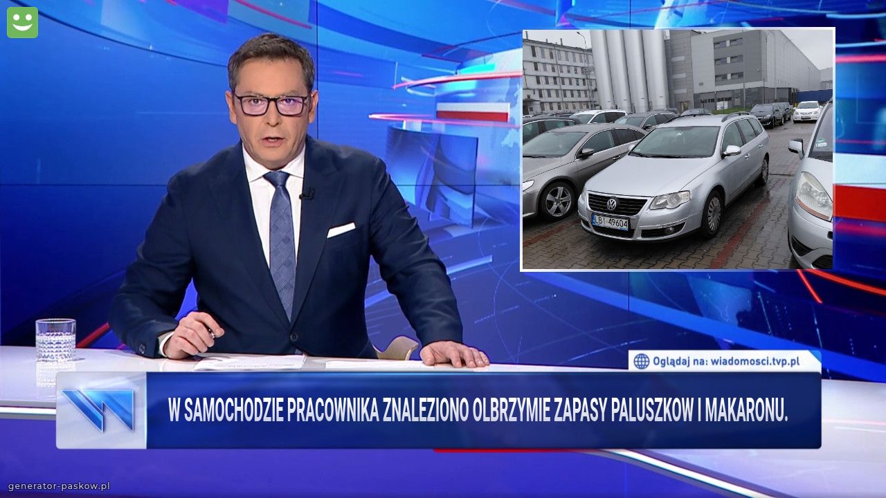 W samochodzie pracownika znaleziono olbrzymie zapasy paluszkow i makaronu.