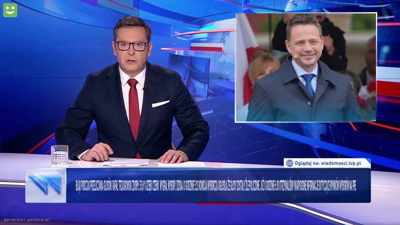 Błąd podczas przeliczania głosów. 
Rafał Trzaskowski zdobył 53,61% dzięki czemu  wygrał wybory. Dzisiaj o godzinie 5:23 komisja wyborcza ogłosiła że głosy zostały źle policzone. Już o godzinie 6:30 otrzymaliśmy wiarygodne informacje dotyczące wyników wyborów na prezydenta Rzeczypospolitej Polskiej.