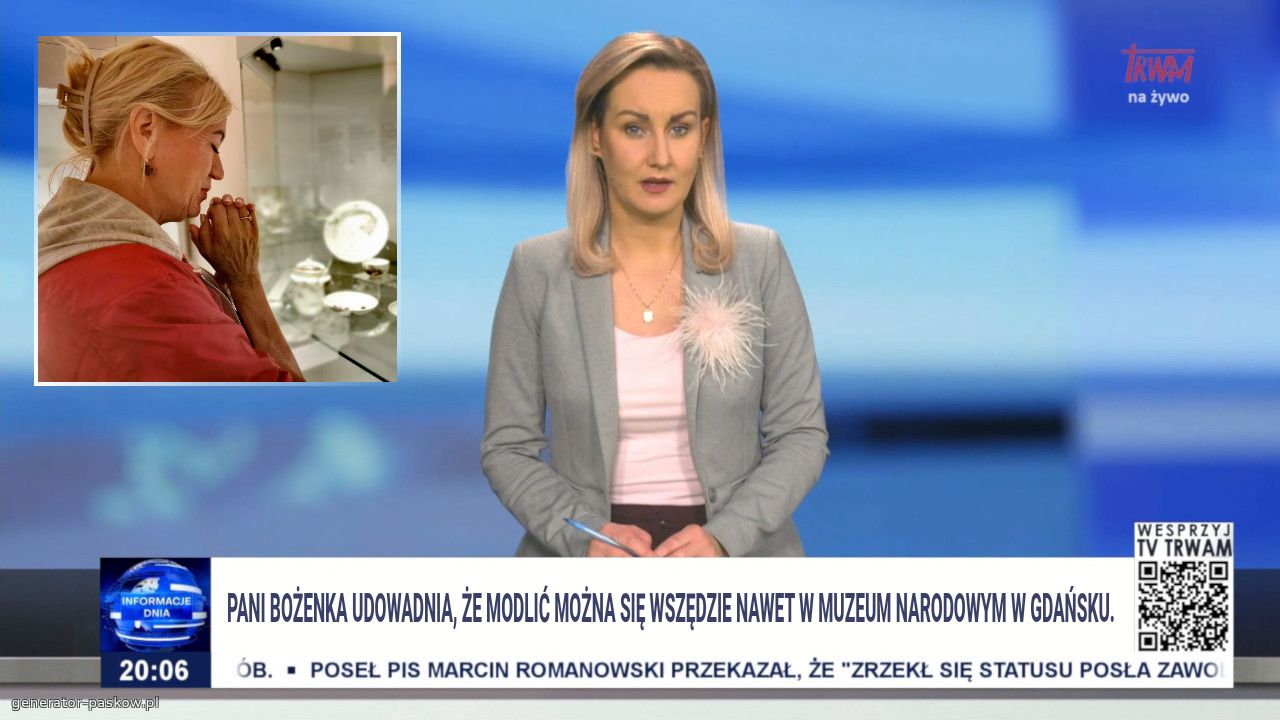 Pani Bożenka udowadnia, że modlić można się wszędzie nawet w muzeum narodowym w Gdańsku. 