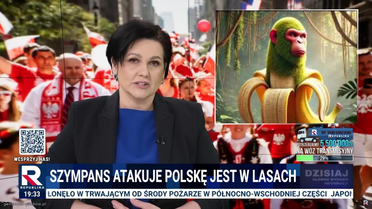 Szympans atakuje polskę jest w lasach