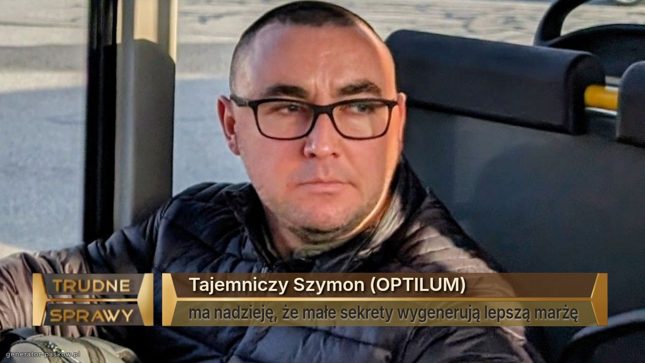 Tajemniczy Szymon (OPTILUM)
ma nadzieję, że małe sekrety wygenerują lepszą marżę 