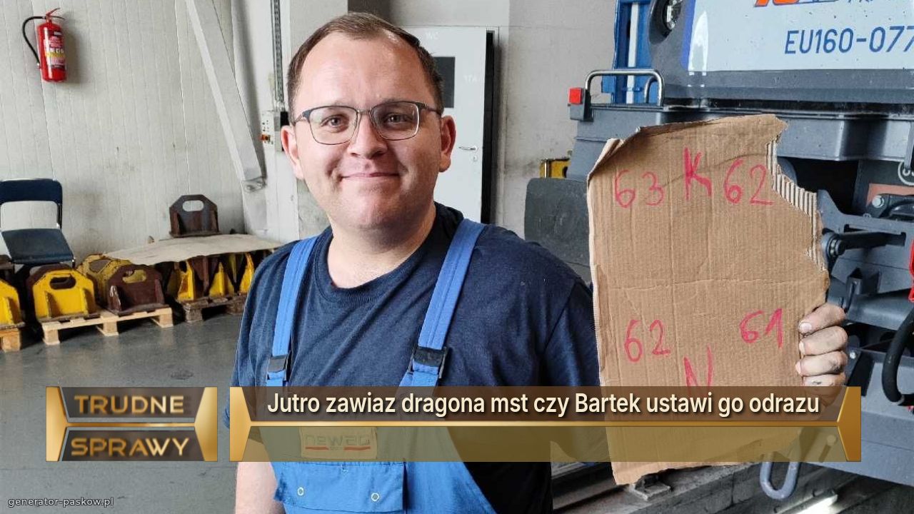 Jutro zawiaz dragona mst czy Bartek ustawi go odrazu 
