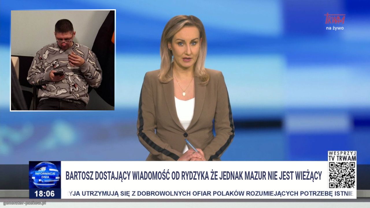 Bartosz dostający wiadomość od Rydzyka że jednak Mazur nie jest wieżący 