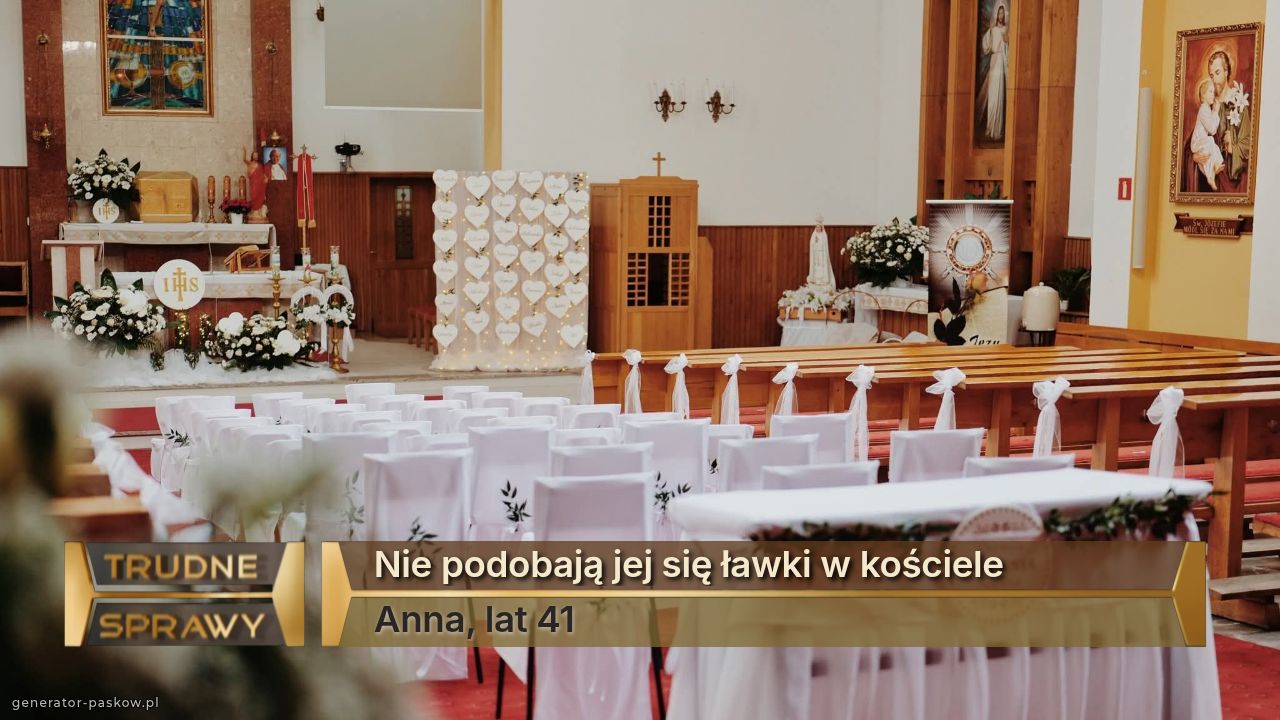 Nie podobają jej się ławki w kościele 
Anna, lat 41
