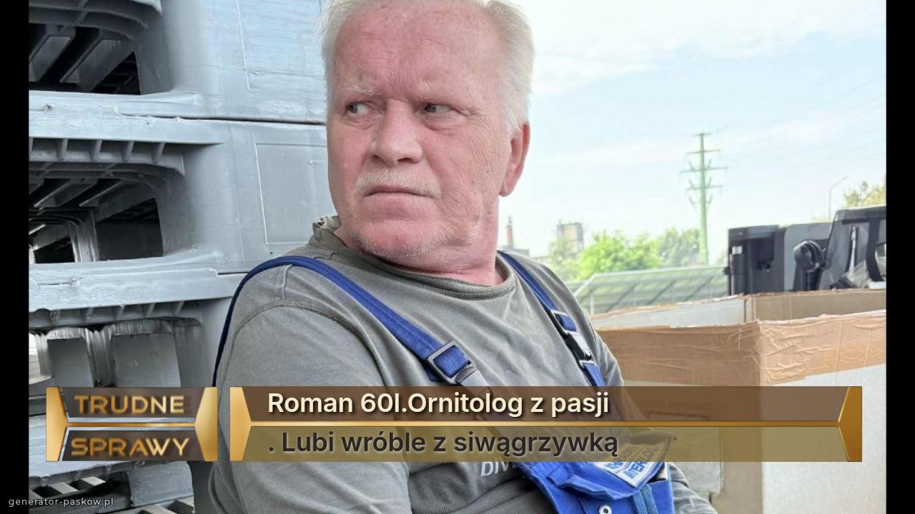 Roman 60l.Ornitolog z pasji
. Lubi wróble z siwągrzywką