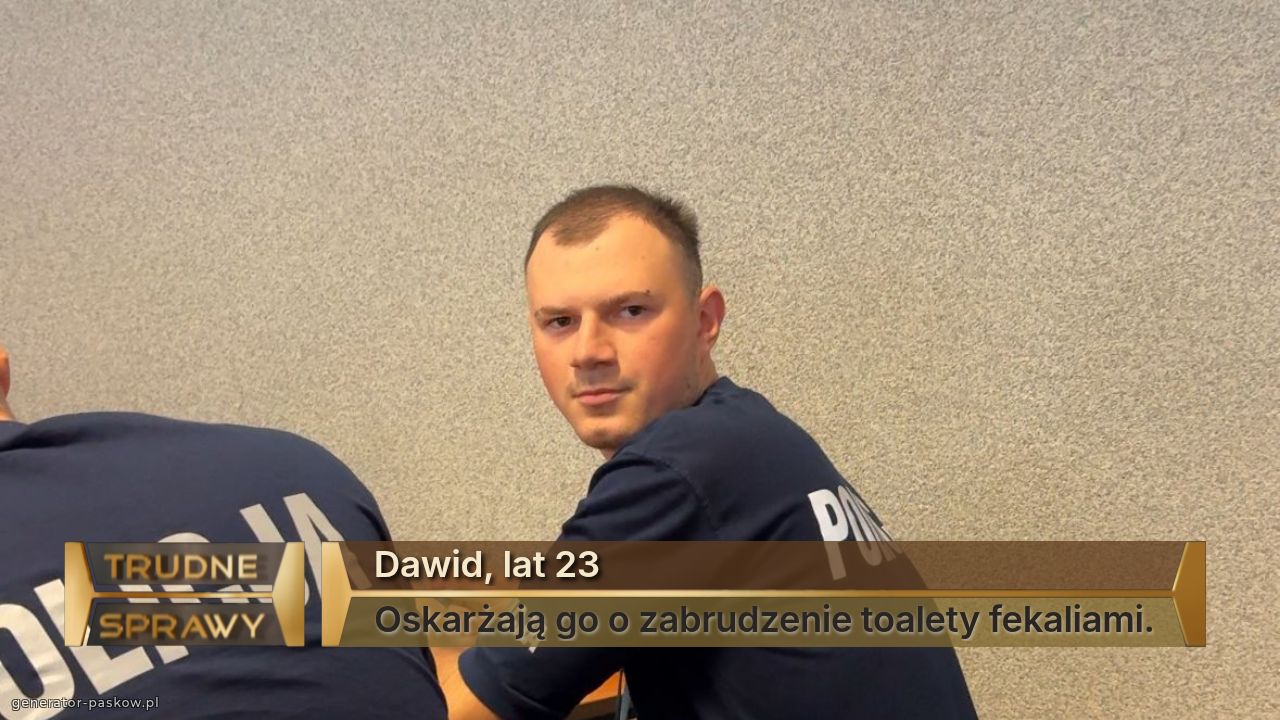 Dawid, lat 23 
Oskarżają go o zabrudzenie toalety fekaliami.