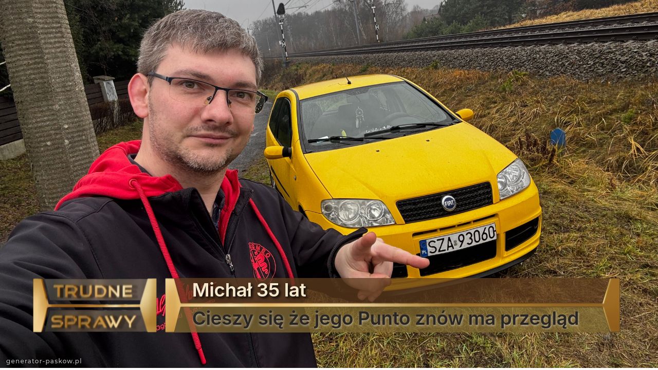 Michał 35 lat
Cieszy się że jego Punto znów ma przegląd 