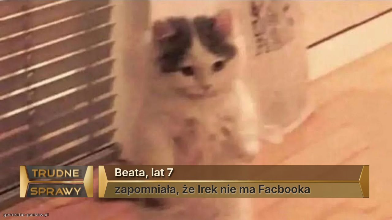 Beata, lat 7
zapomniała, że Irek nie ma Facbooka