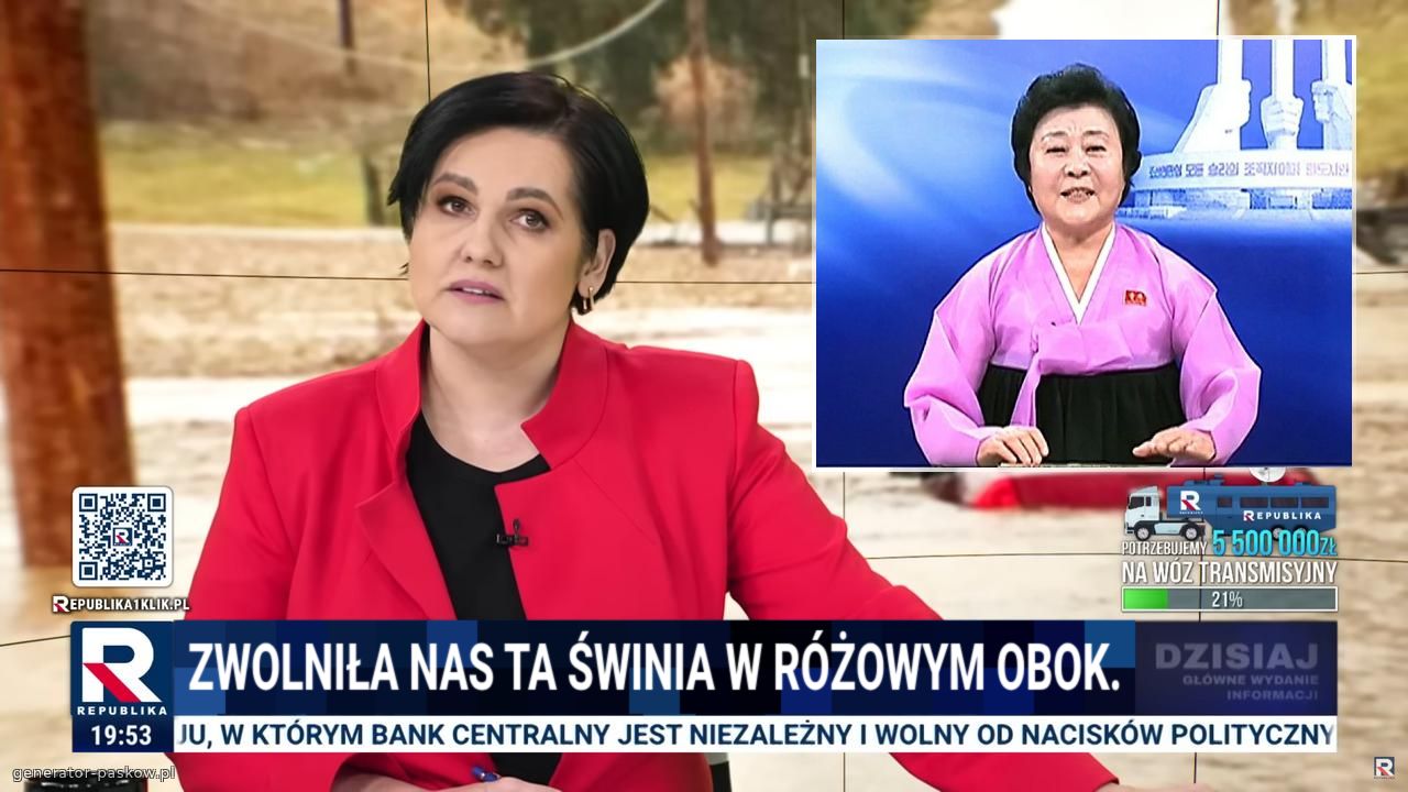 Zwolniła nas ta świnia w różowym obok.