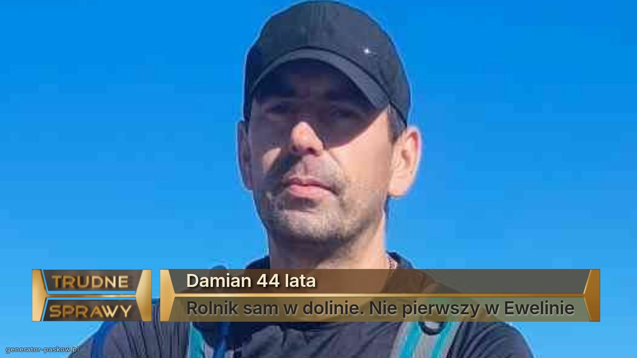 Damian 44 lata
Rolnik sam w dolinie. Nie pierwszy w Ewelinie