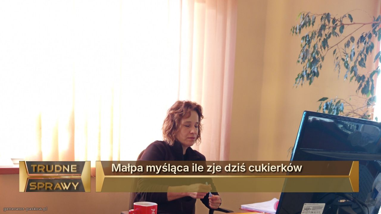 Małpa myśląca ile zje dziś cukierków 
