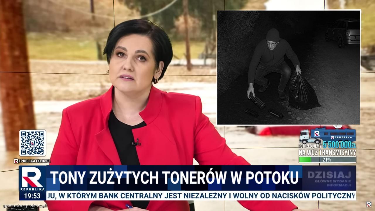 tony zużytych tonerów w potoku