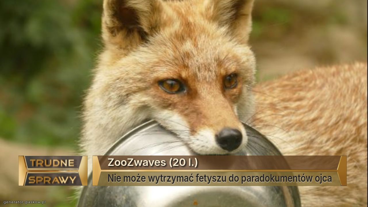 ZooZwaves (20 l.)
Nie może wytrzymać fetyszu do paradokumentów ojca