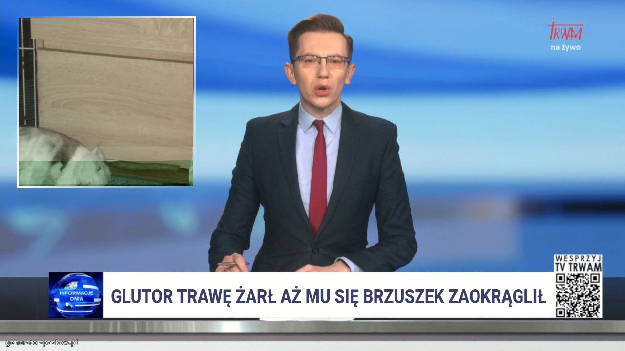 GLUTOR trawę żarł aż mu się brzuszek zaokrąglił