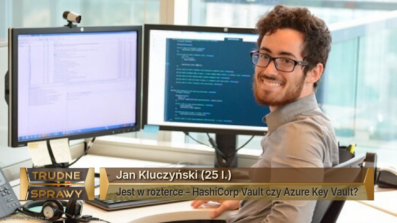 Jan Kluczyński (25 l.)
Jest w rozterce – HashiCorp Vault czy Azure Key Vault?
