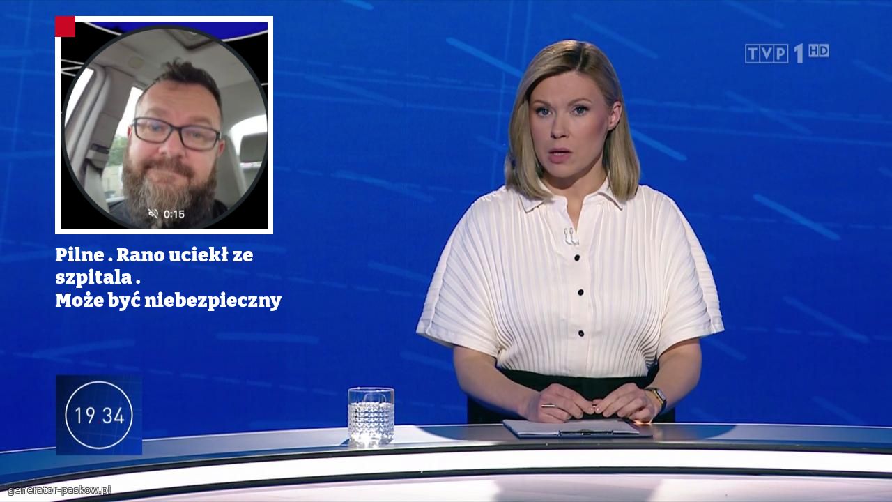 Pilne . Rano uciekł ze szpitala .
Może być niebezpieczny