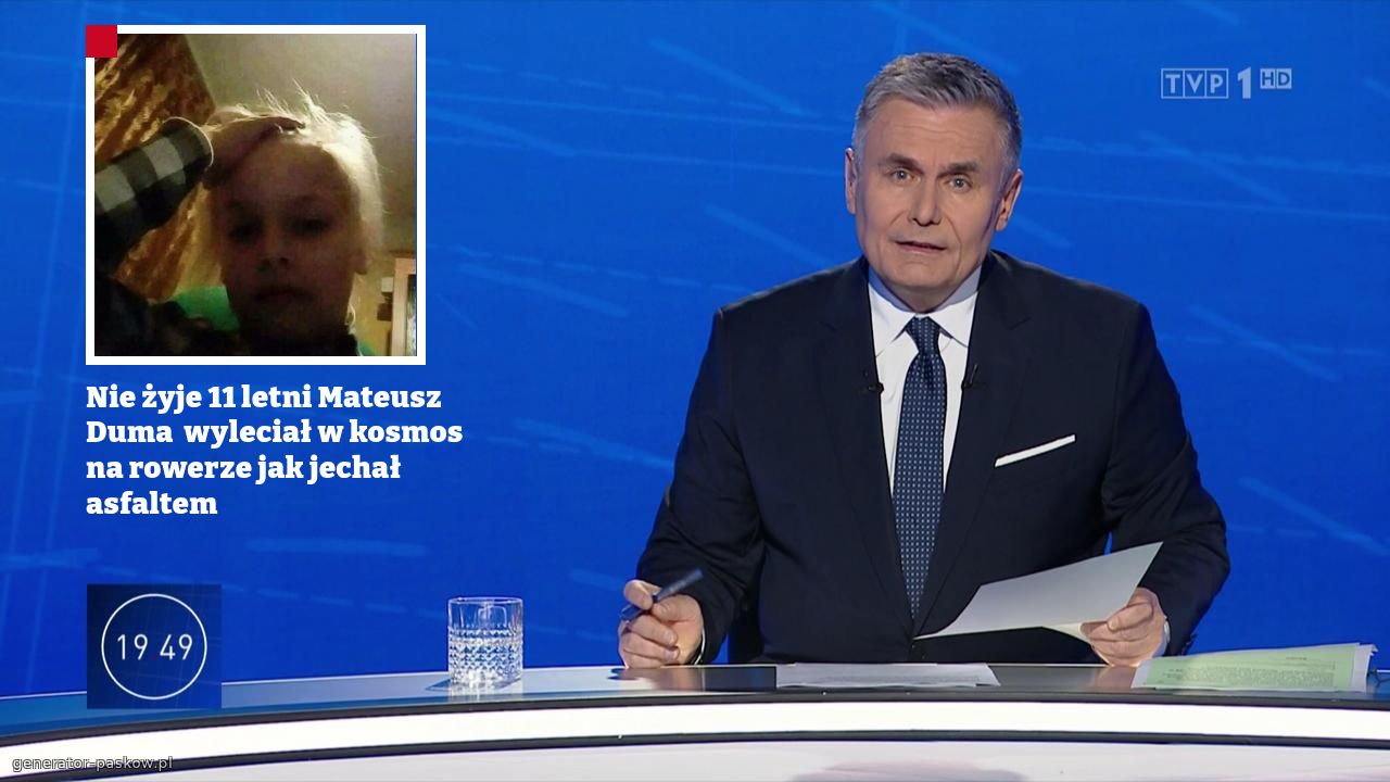 Nie żyje 11 letni Mateusz Duma  wyleciał w kosmos na rowerze jak jechał asfaltem   