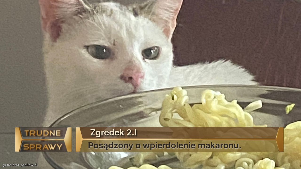  Zgredek 2.l 
Posądzony o wpierdolenie makaronu.