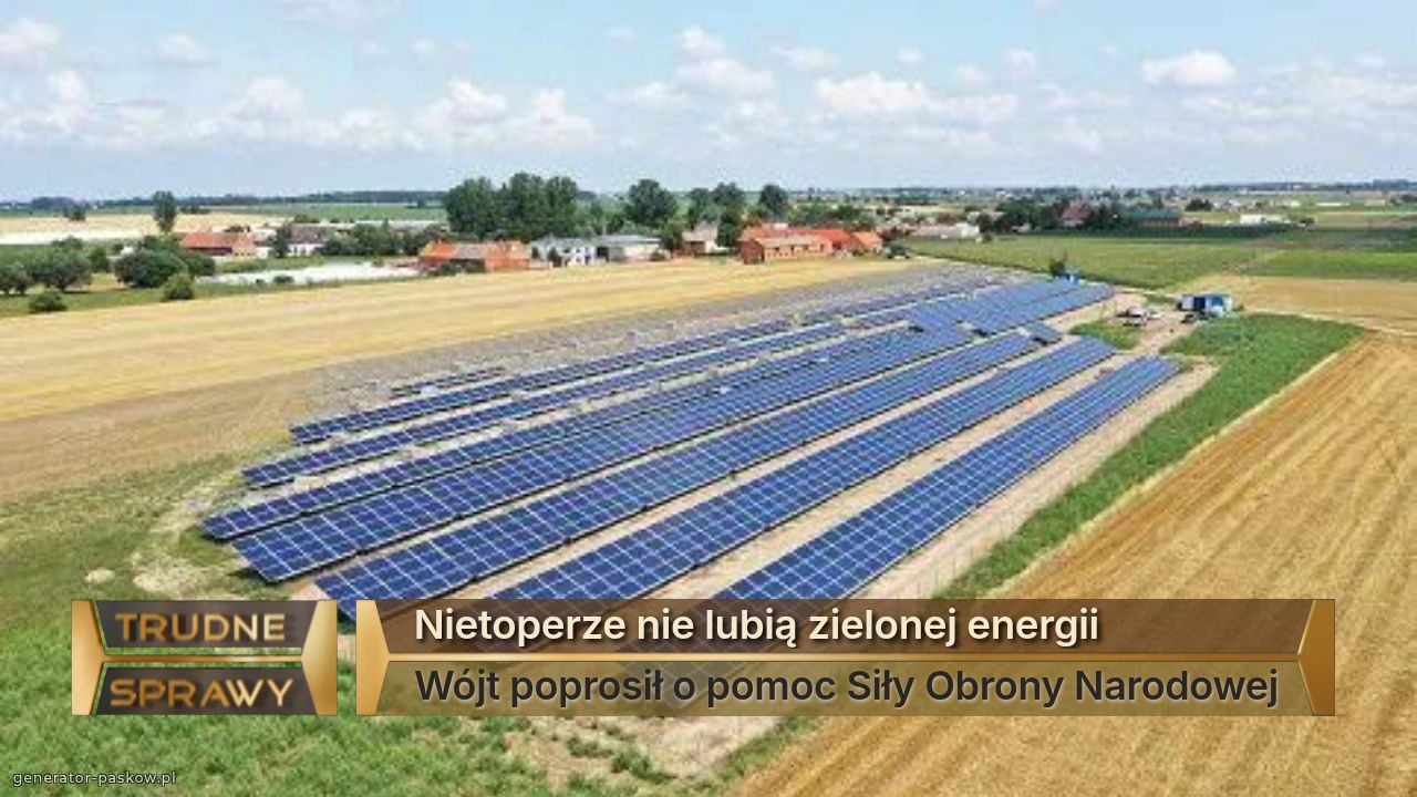 Nietoperze nie lubią zielonej energii
Wójt poprosił o pomoc Siły Obrony Narodowej