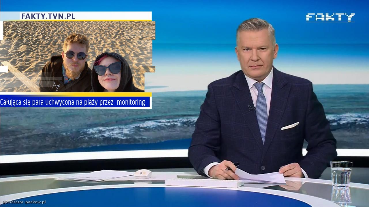 Całująca się para uchwycona na plaży przez  monitoring 