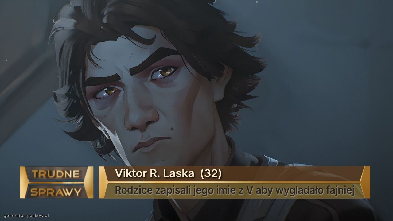 Viktor R. Laska  (32)
Rodzice zapisali jego imie z V aby wygladało fajniej