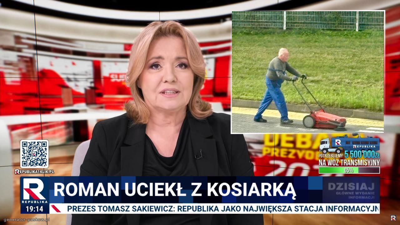 Roman uciekł z kosiarką