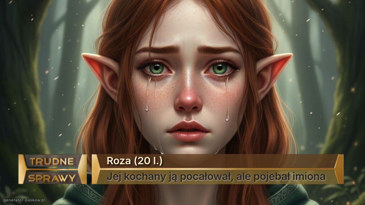 Roza (20 l.)
Jej kochany ją pocałował, ale pojebał imiona