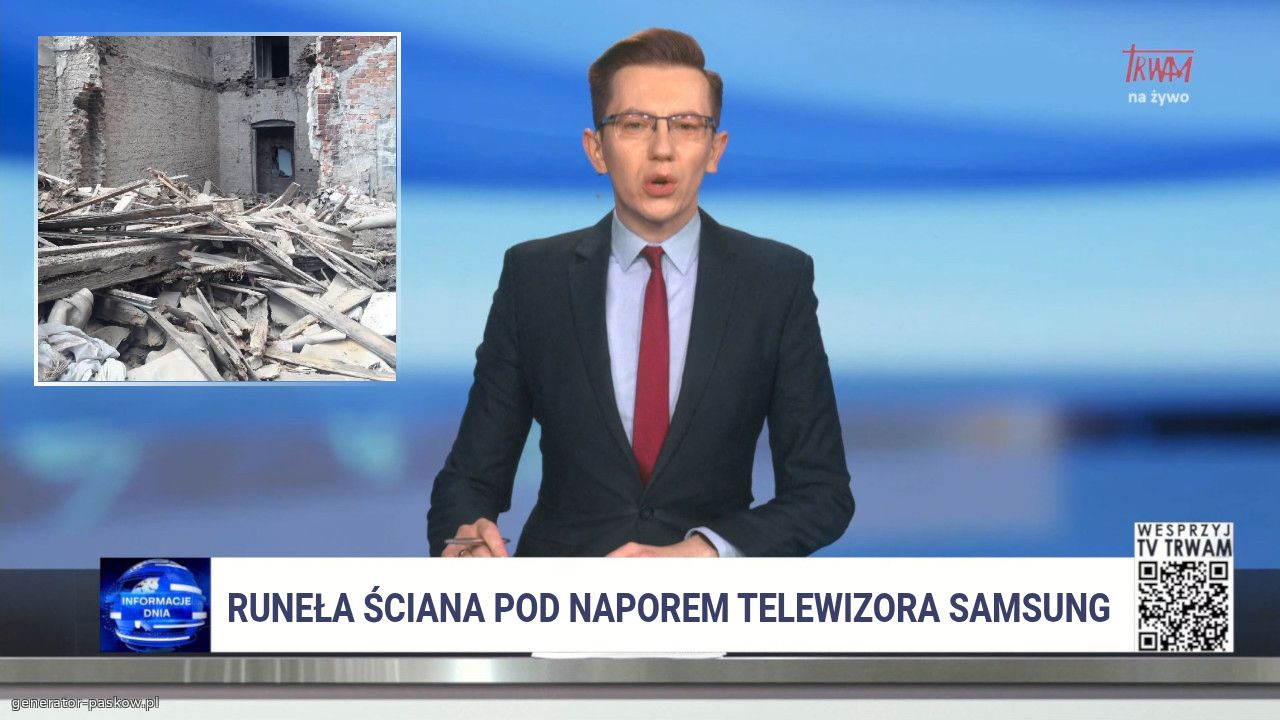 Runeła ściana pod naporem telewizora Samsung 