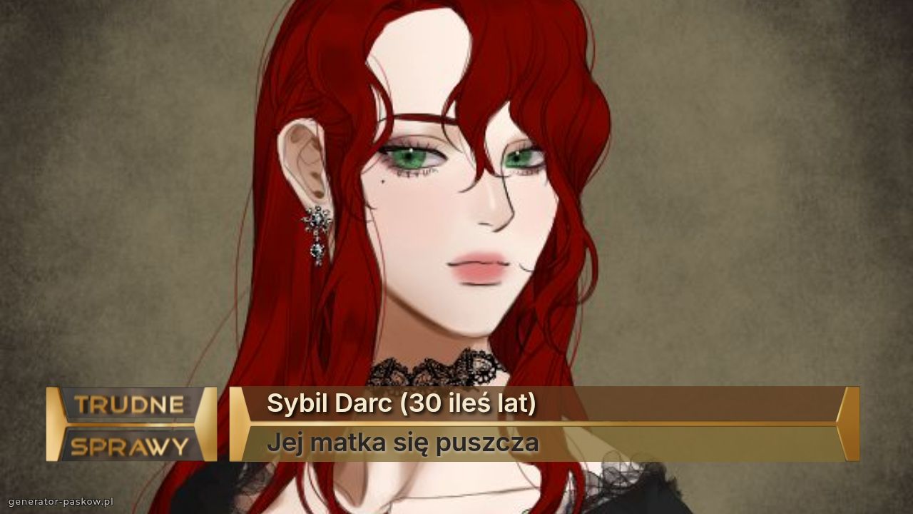 Sybil Darc (30 ileś lat)
Jej matka się puszcza