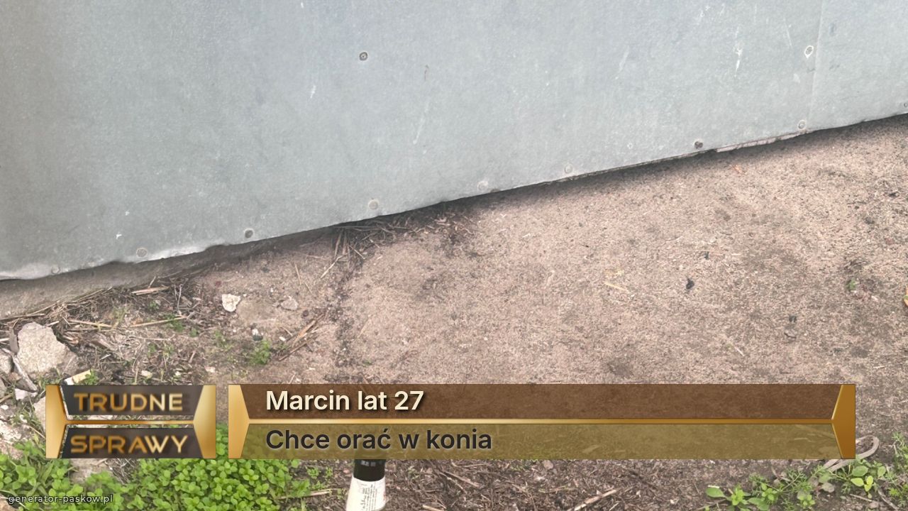 Marcin lat 27
Chce orać w konia 