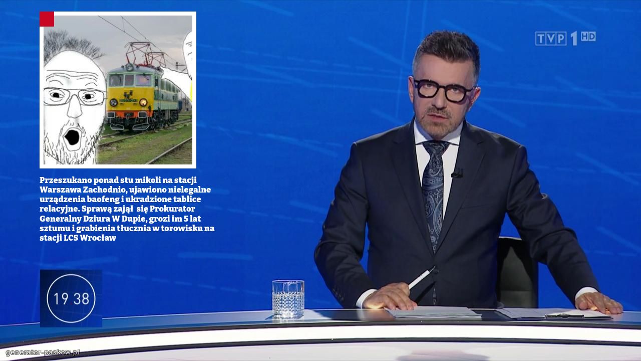 Przeszukano ponad stu mikoli na stacji Warszawa Zachodnio, ujawiono nielegalne urządzenia baofeng i ukradzione tablice relacyjne. Sprawą zajął  się Prokurator Generalny Dziura W Dupie, grozi im 5 lat sztumu i grabienia tłucznia w torowisku na stacji LCS Wrocław