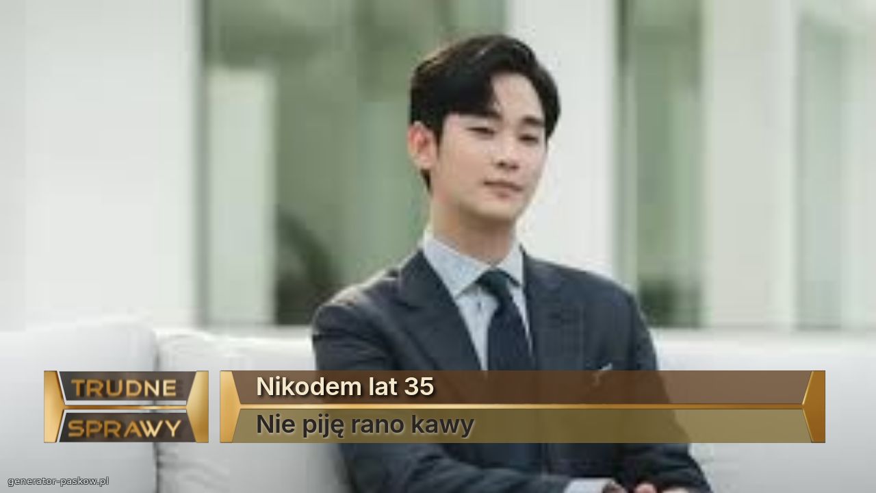 Nikodem lat 35
Nie piję rano kawy 