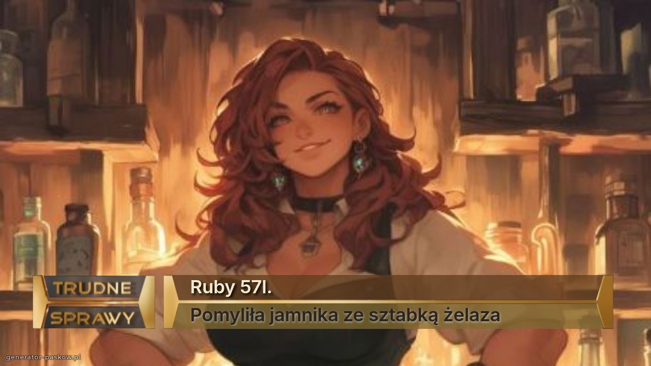 Ruby 57l.
Pomyliła jamnika ze sztabką żelaza