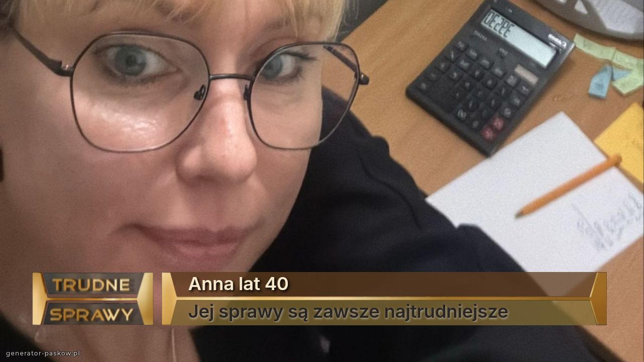 Anna lat 40
Jej sprawy są zawsze najtrudniejsze