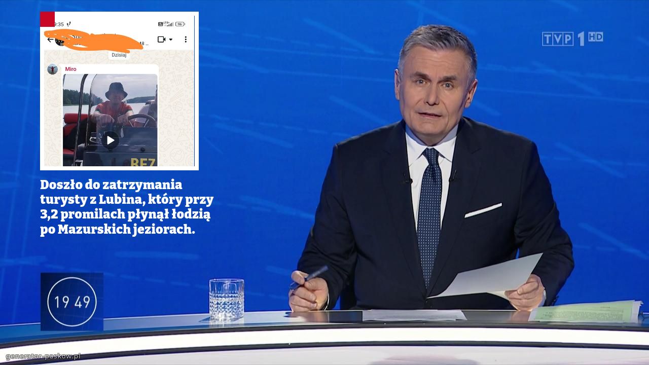 Doszło do zatrzymania turysty z Lubina, który przy 3,2 promilach płynął łodzią po Mazurskich jeziorach.