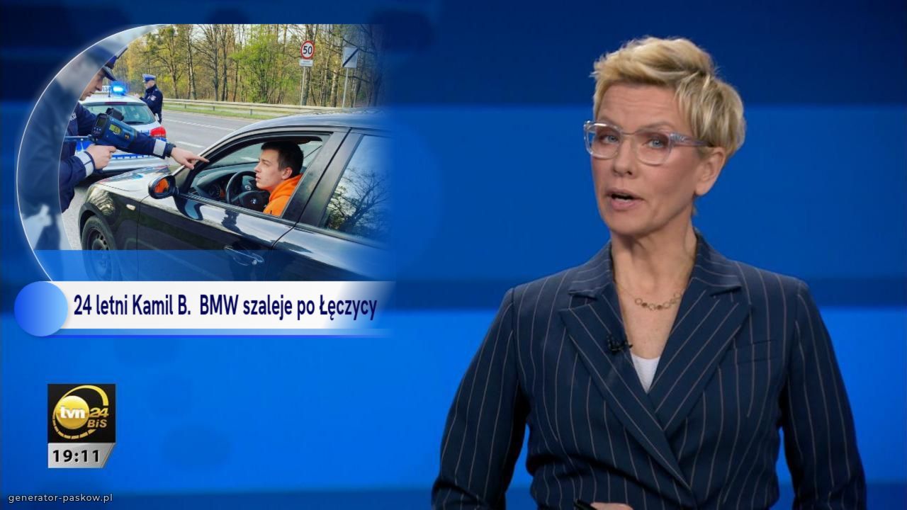 24 letni Kamil B.  BMW szaleje po Łęczycy