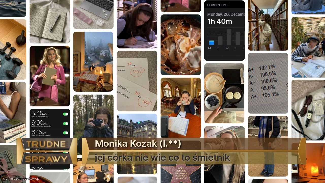 Monika Kozak (l.**)
jej córka nie wie co to śmietnik