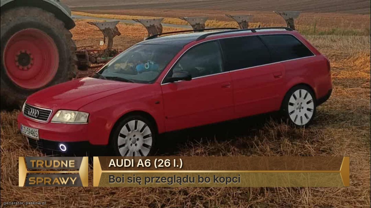 AUDI A6 (26 l.)
Boi się przeglądu bo kopci