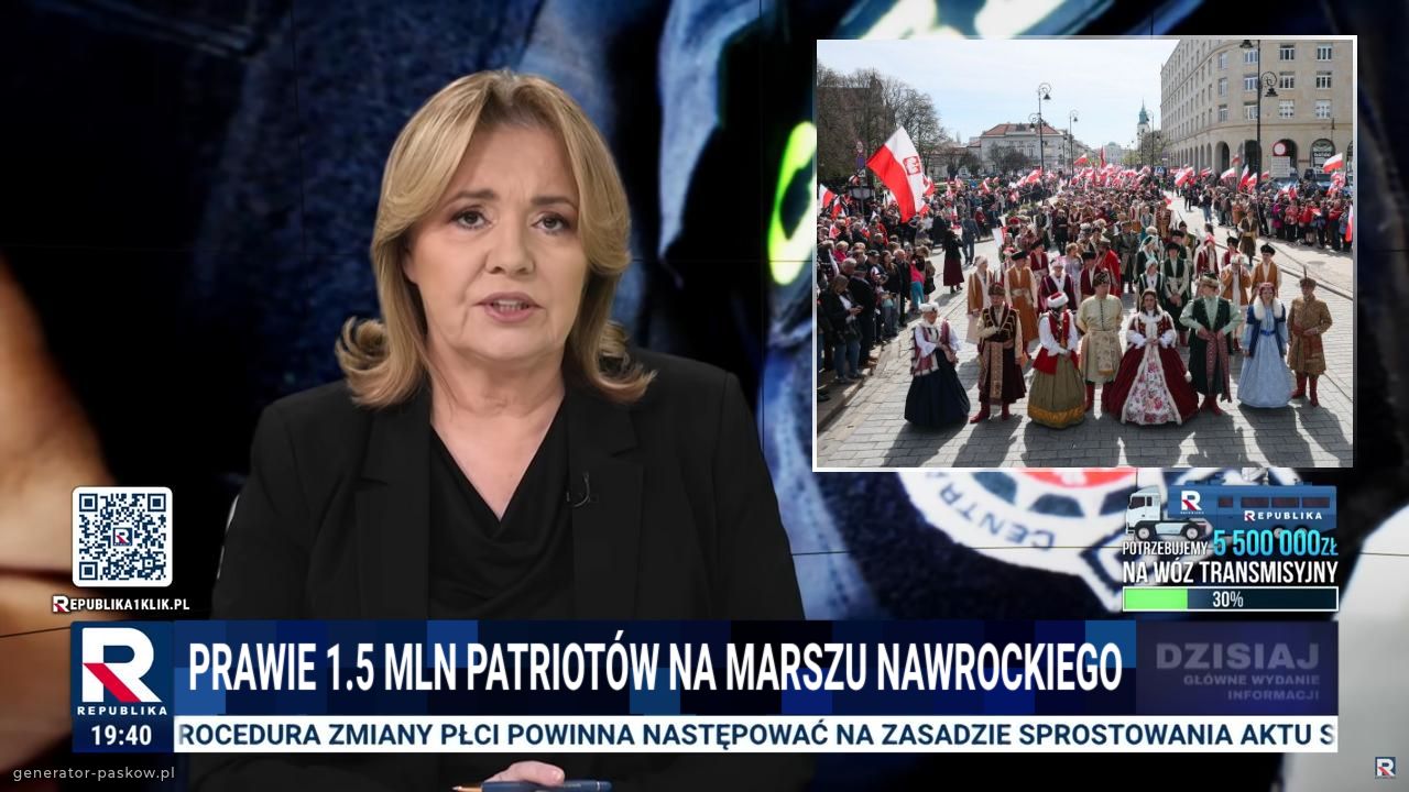 Prawie 1.5 mln patriotów na marszu nawrockiego
