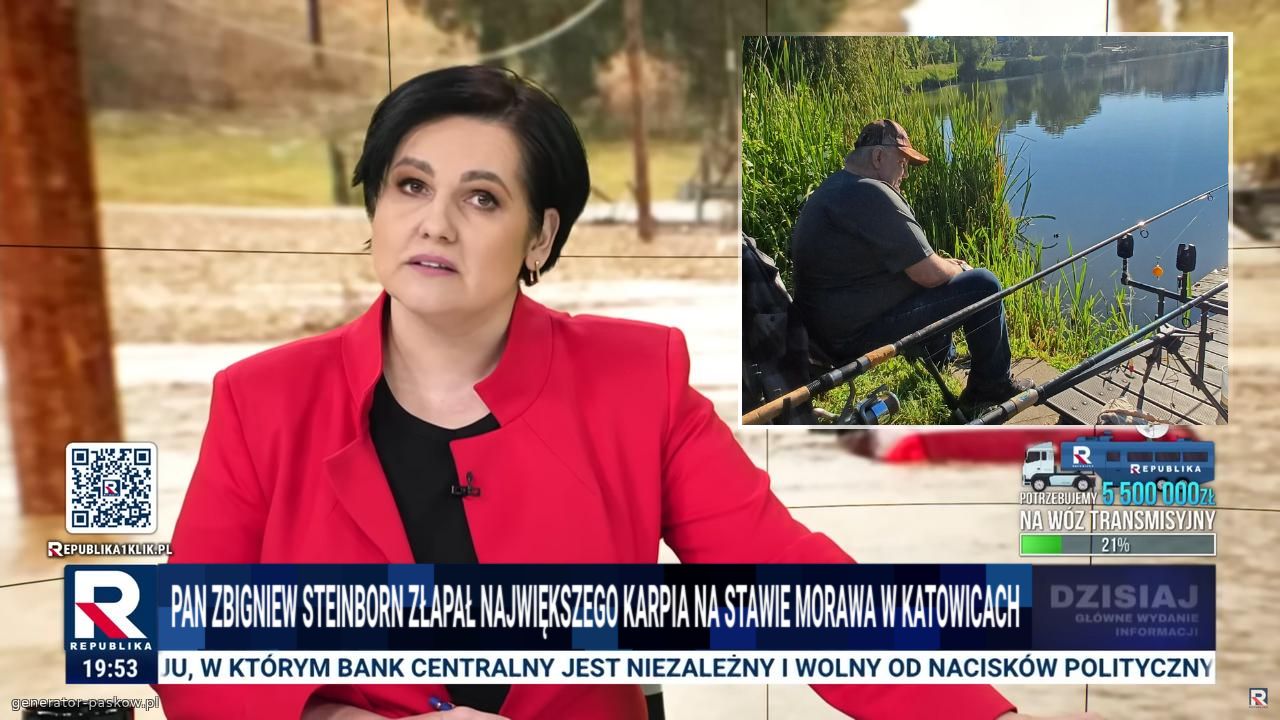 Pan Zbigniew steinborn złapał największego karpia na stawie Morawa w Katowicach