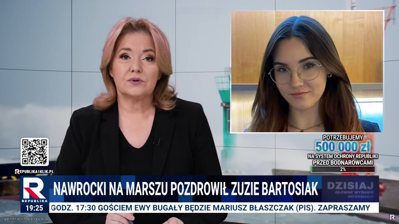 Nawrocki na marszu pozdrowił ZUZIE BARTOSIAK