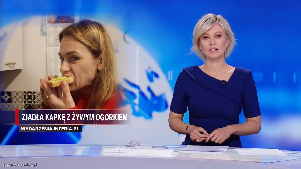 Zjadła kapkę z żywym ogórkiem 