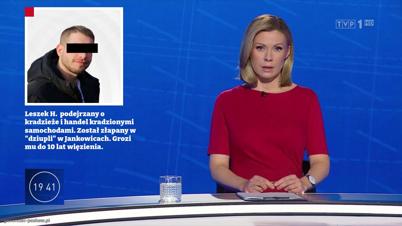 Leszek H.  podejrzany o kradzieże i handel kradzionymi samochodami. Został złapany w "dziupli" w Jankowicach. Grozi  mu do 10 lat więzienia. 