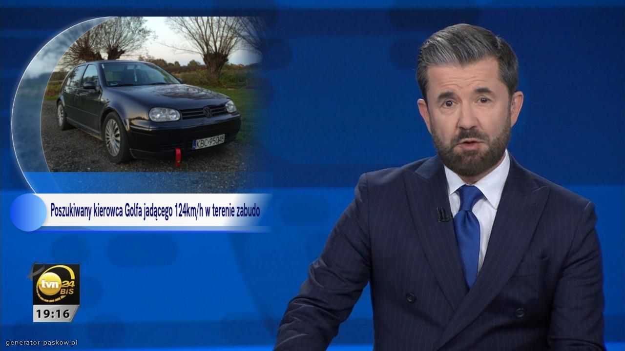 Poszukiwany kierowca Golfa jadącego 124km/h w terenie zabudo