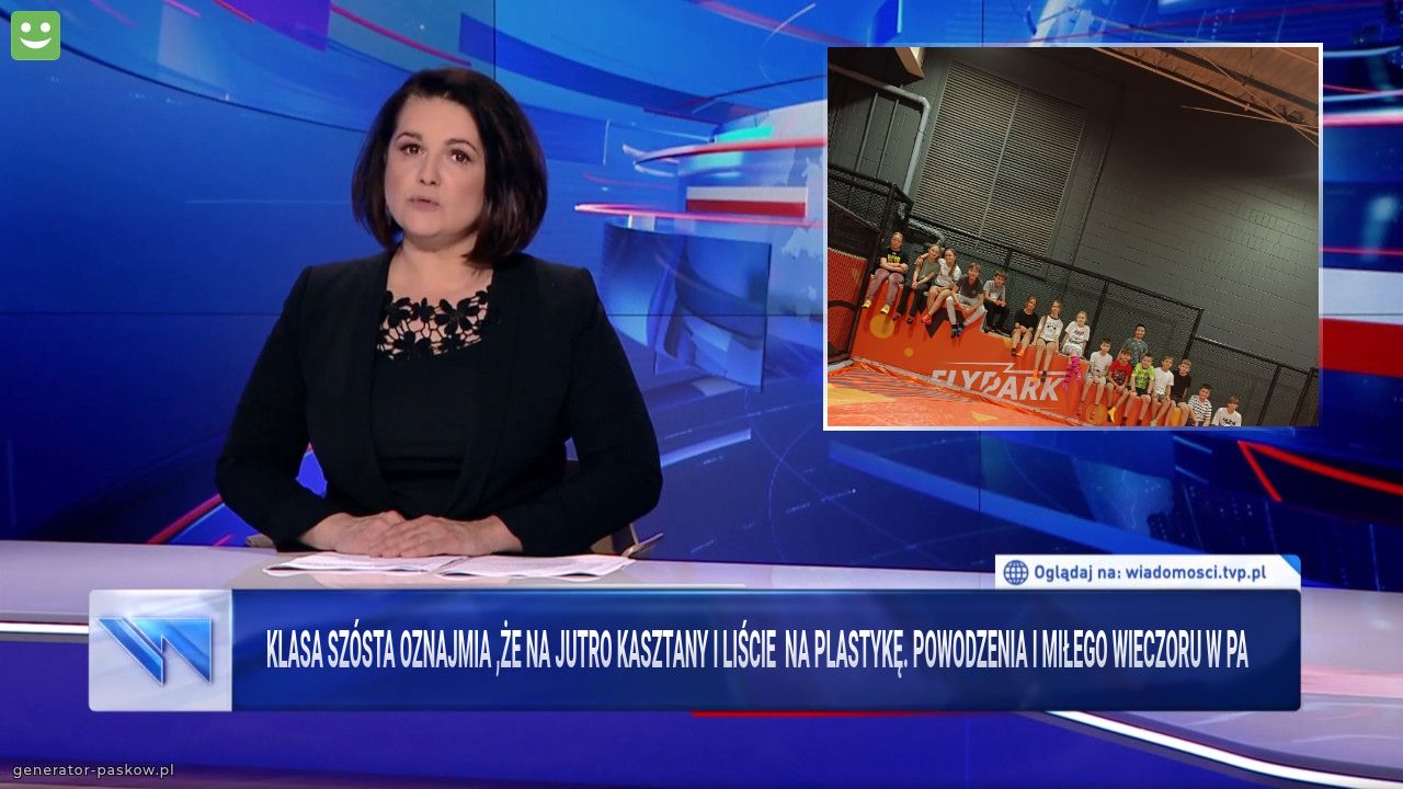 Klasa szósta oznajmia ,że na jutro kasztany i liście  na plastykę. Powodzenia i miłego wieczoru w pa