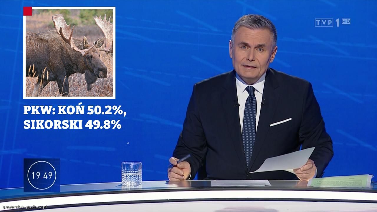 PKW: KOŃ 50.2%, SIKORSKI 49.8% 