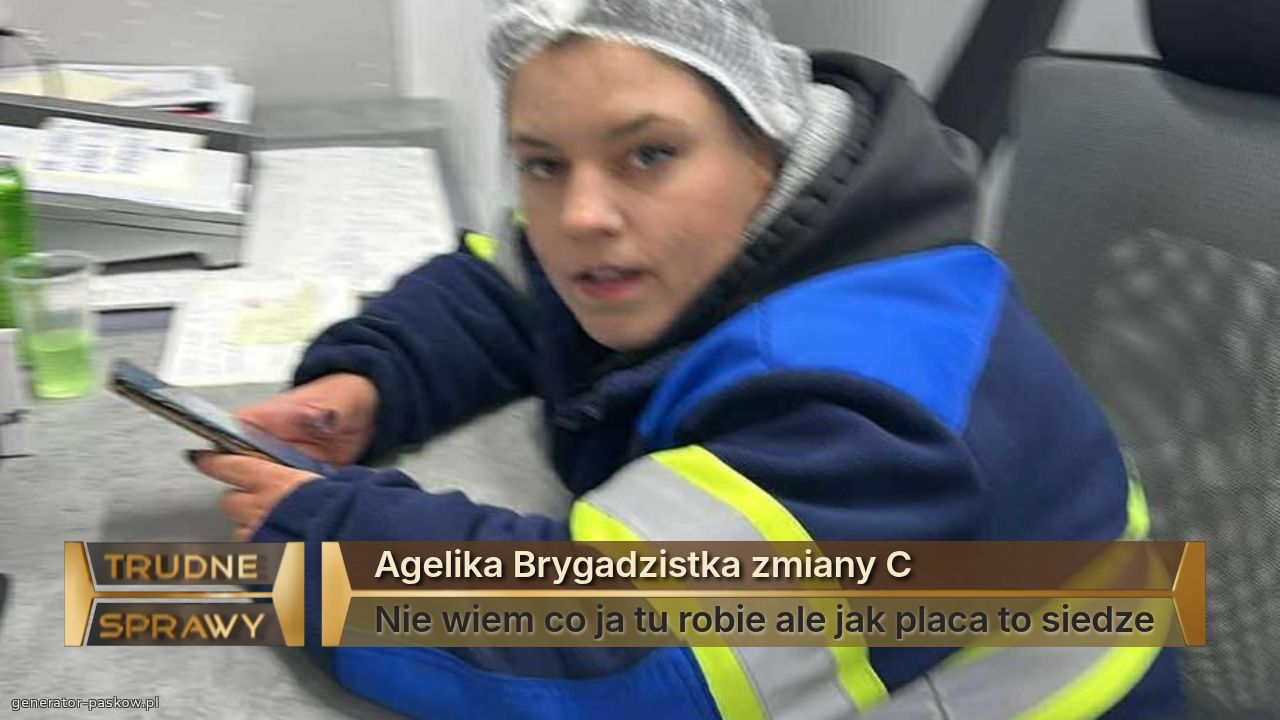 Agelika Brygadzistka zmiany C
Nie wiem co ja tu robie ale jak placa to siedze