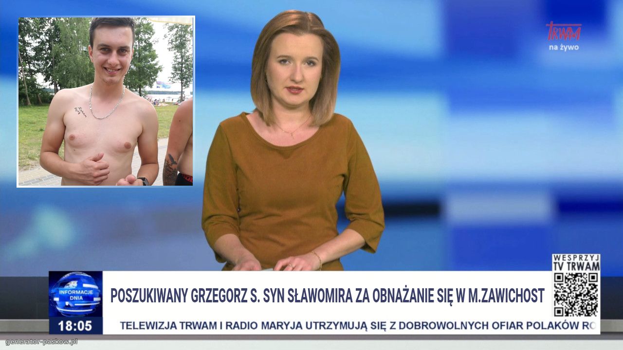 Poszukiwany Grzegorz s. Syn Sławomira za obnażanie się w m.zawichost